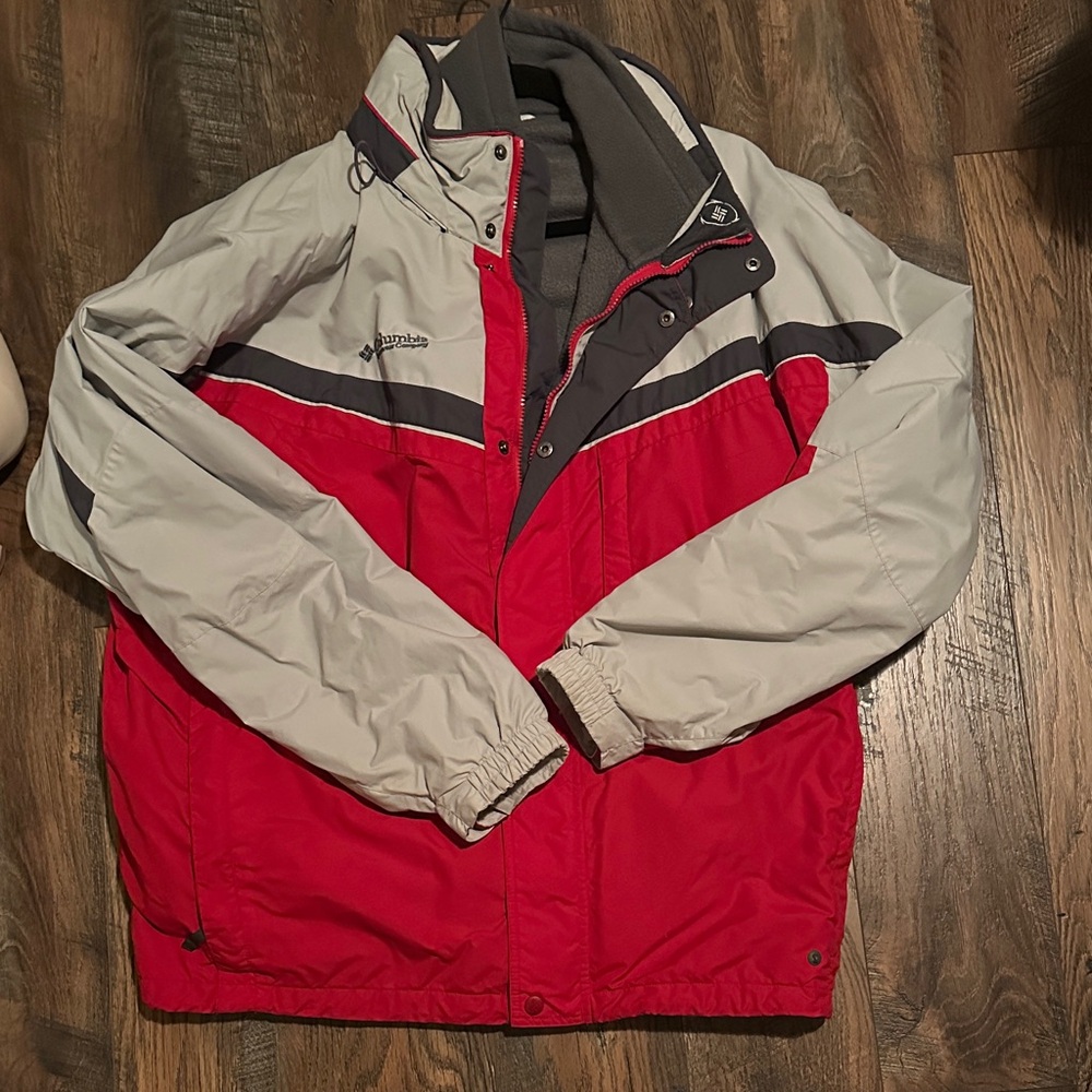 Columbia Men's Red and Light Gray Ski Jacket